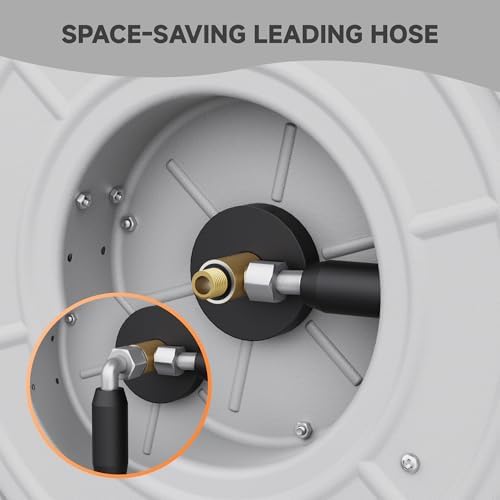 Giraffe Tools Pressure Washer Hose Reel 65ft, Power Washer Hose Reel, Pressure Washer Retractable Hose Reel, Heavy Duty, Wall/Floor Mounted, 3200 PSI, Silver - Image 5